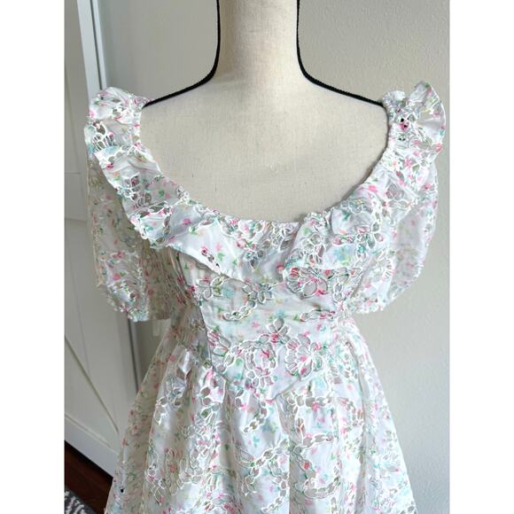 For Love & Lemons NWT Magnolia Pastel Floral Taffeta Mini Dress size XS - Picture 5 of 12